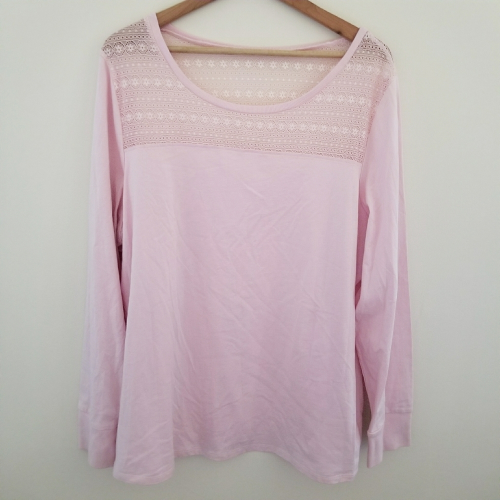 💖 Cacique Long Sleeve Lace Detail Top Size 18/20